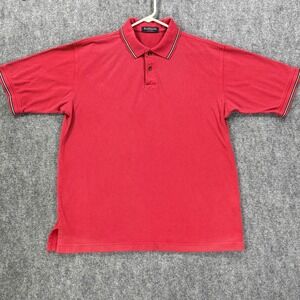 Vintage Ruff Hewn Well Worn Polo Men's XL Red Heavy Cotton Stripe Trim